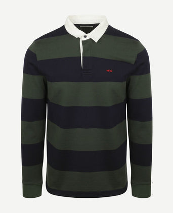 Rugbyshirt streep donkerblauw olive