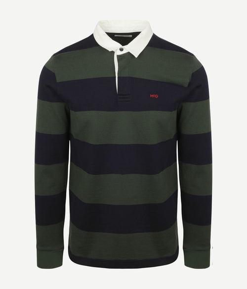 McGregor rugbyshirt streep donkerblauw olive | Regular-fit