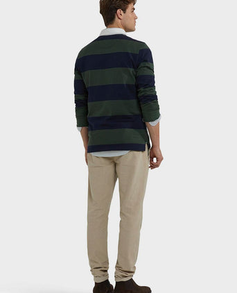 McGregor rugbyshirt streep donkerblauw olive | Regular-fit