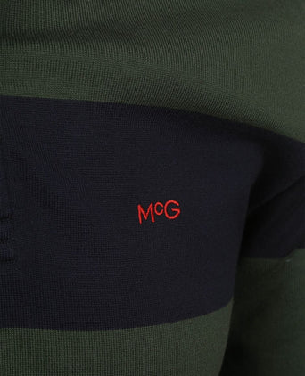 McGregor rugbyshirt streep donkerblauw olive | Regular-fit
