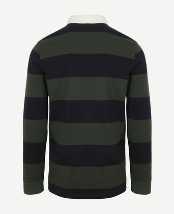 Rugbyshirt streep donkerblauw olive