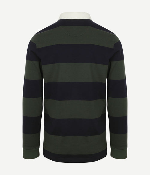 McGregor rugbyshirt streep donkerblauw olive | Regular-fit