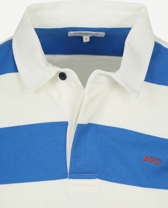 McGregor rugbyshirt streep wit blauw | Regular-fit