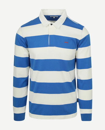 McGregor rugbyshirt streep wit blauw | Regular-fit