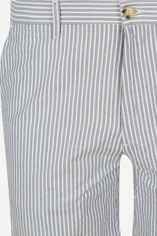 Shorts striped seersucker medium blue