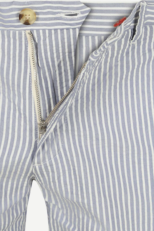 Shorts striped seersucker medium blue