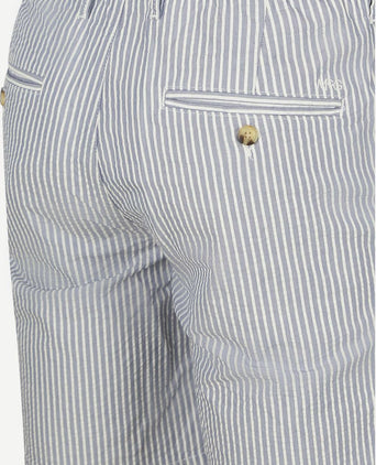Shorts striped seersucker medium blue