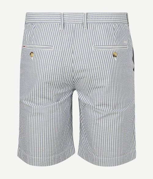 Shorts striped seersucker medium blue