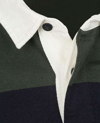 McGregor rugbyshirt streep donkerblauw olive | Regular-fit