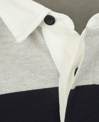 McGregor rugbyshirt streep donkerblauw grijs | Regular-fit