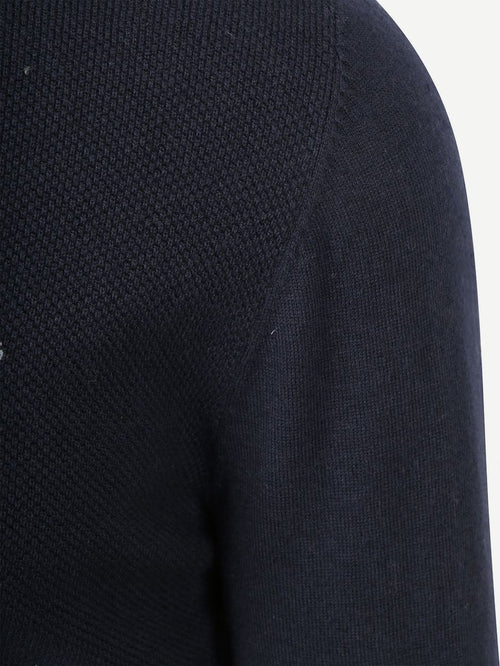 McGregor halve rits trui merino blend structure donkerblauw | Regular-fit