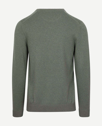 Trui merino blend v-hals sage groen