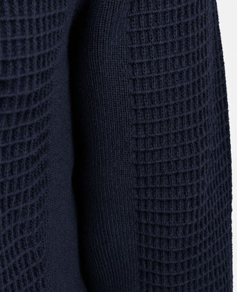 halve rits poloshirt knitted structure donkerblauw