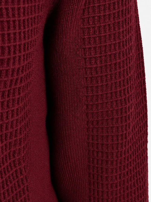 halve rits poloshirt knitted structure burgundy