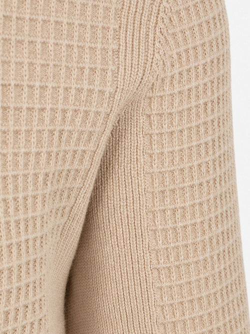 halve rits poloshirt knitted structure sand