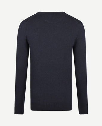 Trui merino blend v-hals donkerblauw