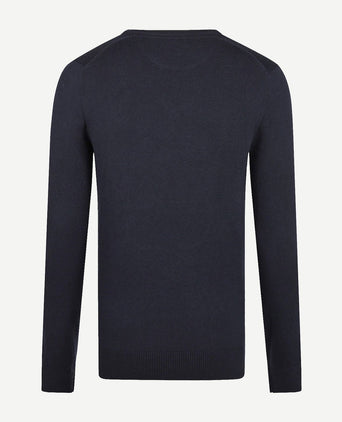Trui merino blend v-hals donkerblauw