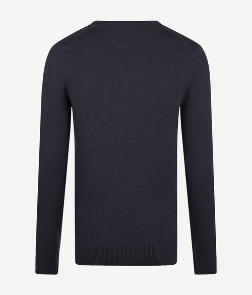 Trui merino blend v-hals donkerblauw