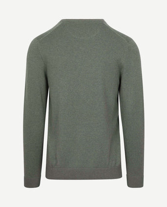 Trui merino blend v-hals sage groen