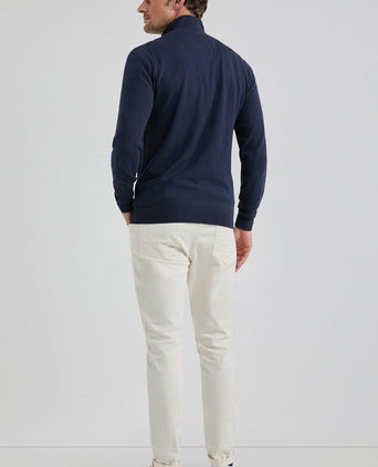 halve rits trui merino blend donkerblauw