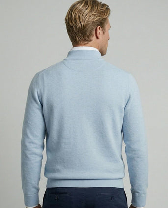 Half-zip trui cotton cashmere powder blauw