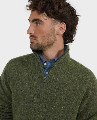 halve rits trui lamswol blend olive