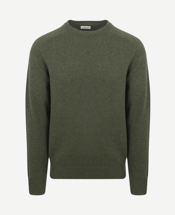 Trui lamswol melange sage groen