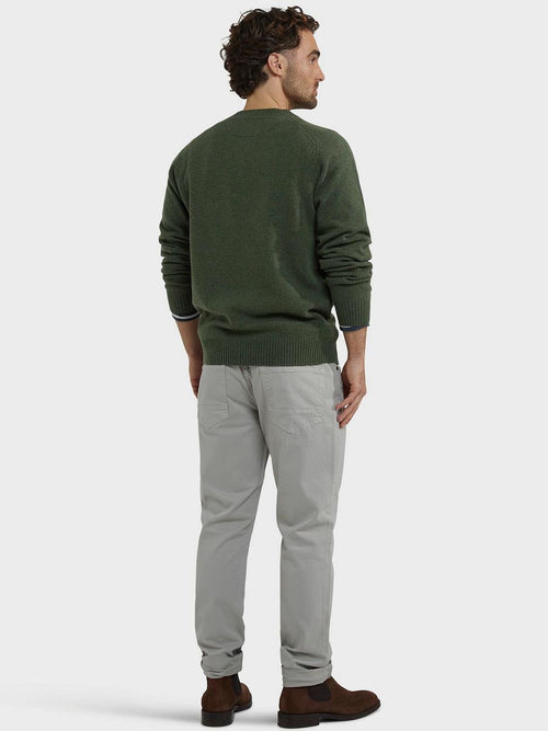 Trui lamswol melange sage groen