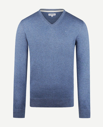 McGregor trui merino blend v-hals faded blauw | Regular-fit