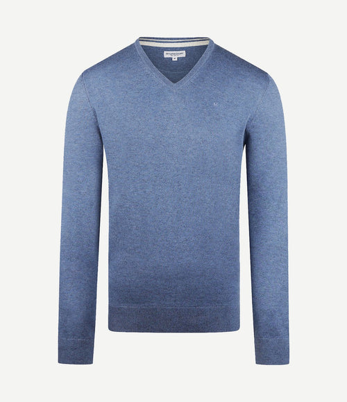Trui merino blend v-hals faded blauw