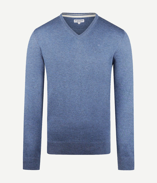 McGregor trui merino blend v-hals faded blauw | Regular-fit