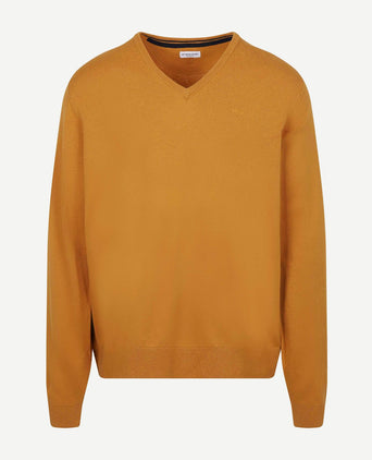 Trui merino blend v-hals geel