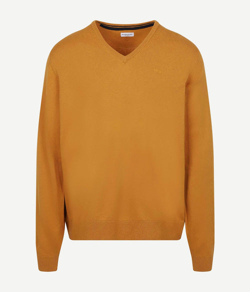 Trui merino blend v-hals geel