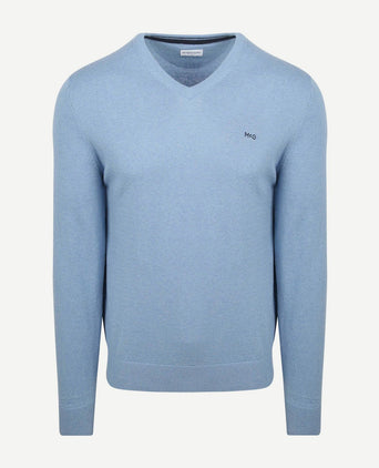 Trui merino blend v-hals ice blauw