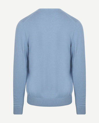 Trui merino blend v-hals ice blauw