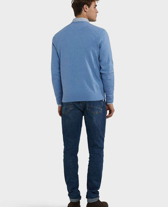Trui merino blend v-hals ice blauw