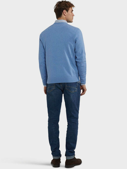 McGregor trui merino blend v-hals ice blauw | Regular-fit