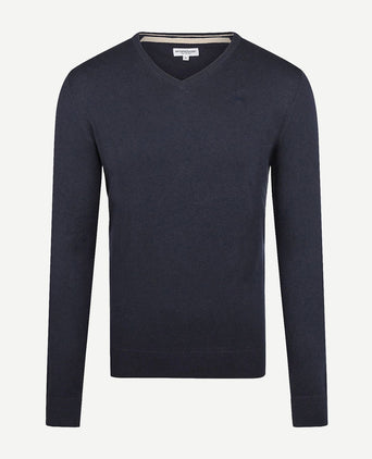 Trui merino blend v-hals donkerblauw