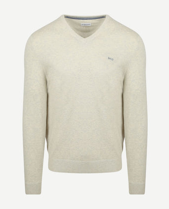 McGregor trui merino blend v-hals off white | Regular-fit