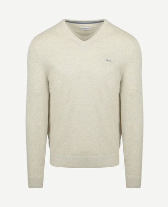 Trui merino blend v-hals off white
