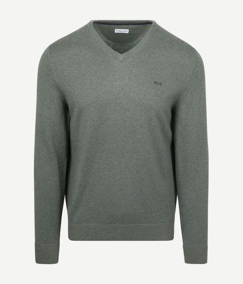 McGregor trui merino blend v-hals sage groen | Regular-fit