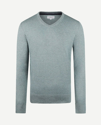 Trui merino blend v-hals sage groen