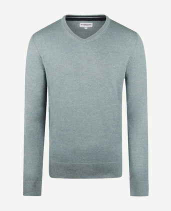Trui merino blend v-hals sage groen