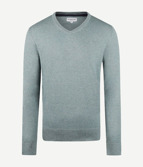 Trui merino blend v-hals sage groen