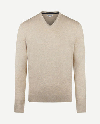 Trui merino blend v-hals sand