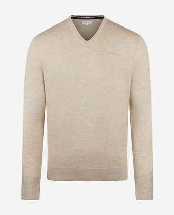 McGregor trui merino blend v-hals sand | Regular-fit