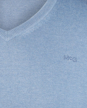 McGregor trui merino blend v-hals sky blauw | Regular-fit
