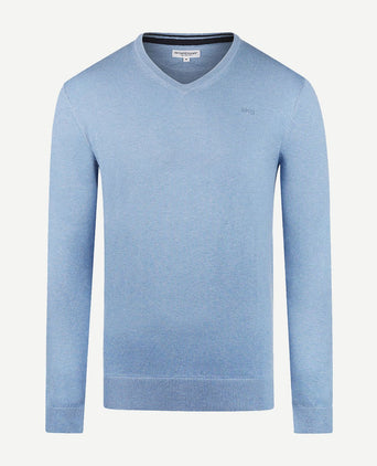 McGregor trui merino blend v-hals sky blauw | Regular-fit