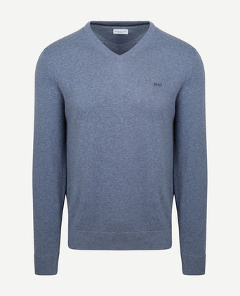 McGregor trui merino blend v-hals vintage blauw | Regular-fit