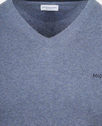 Trui merino blend v-hals vintage blauw